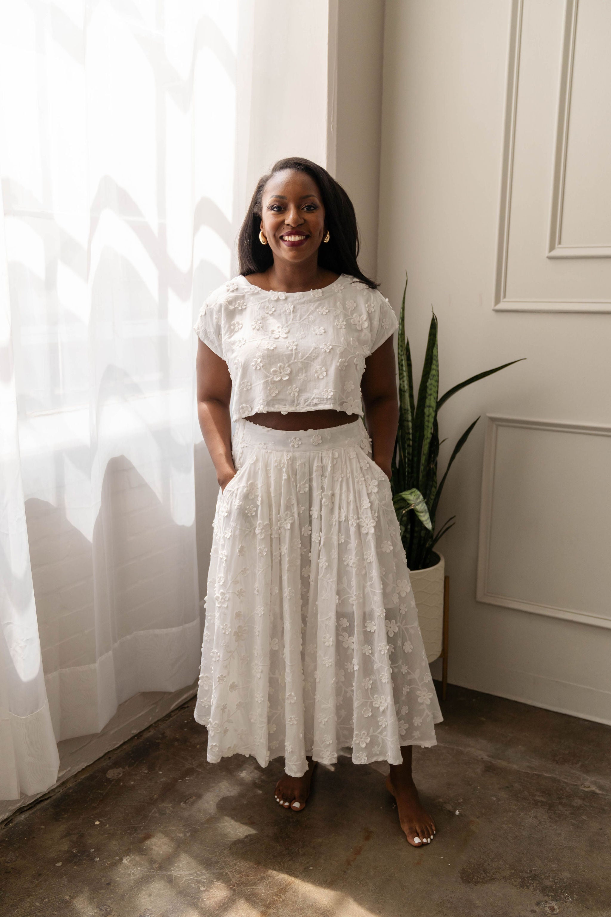 Flora - 2pc Crop Flower Skirt Set