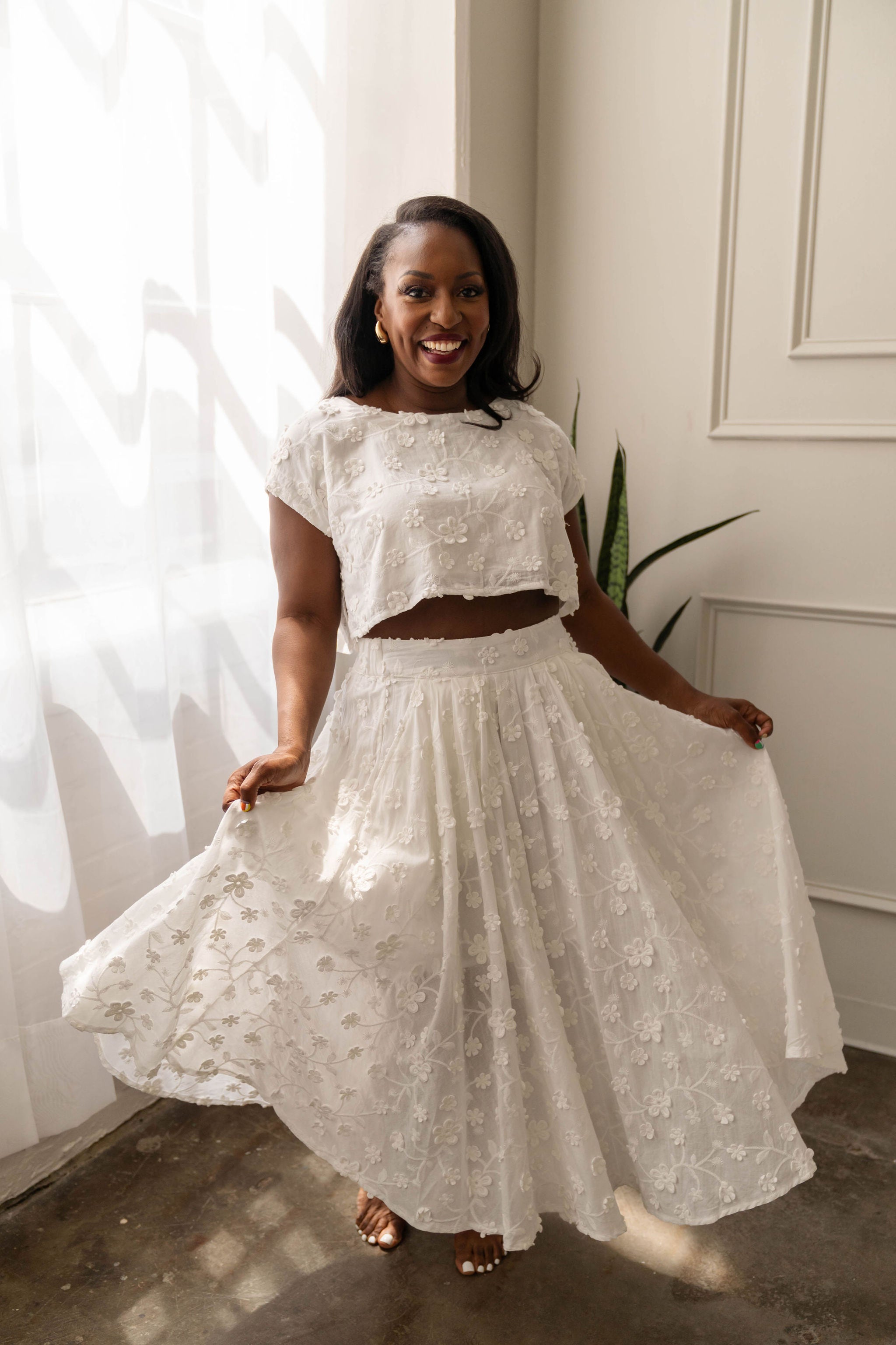 Flora - 2pc Crop Flower Skirt Set