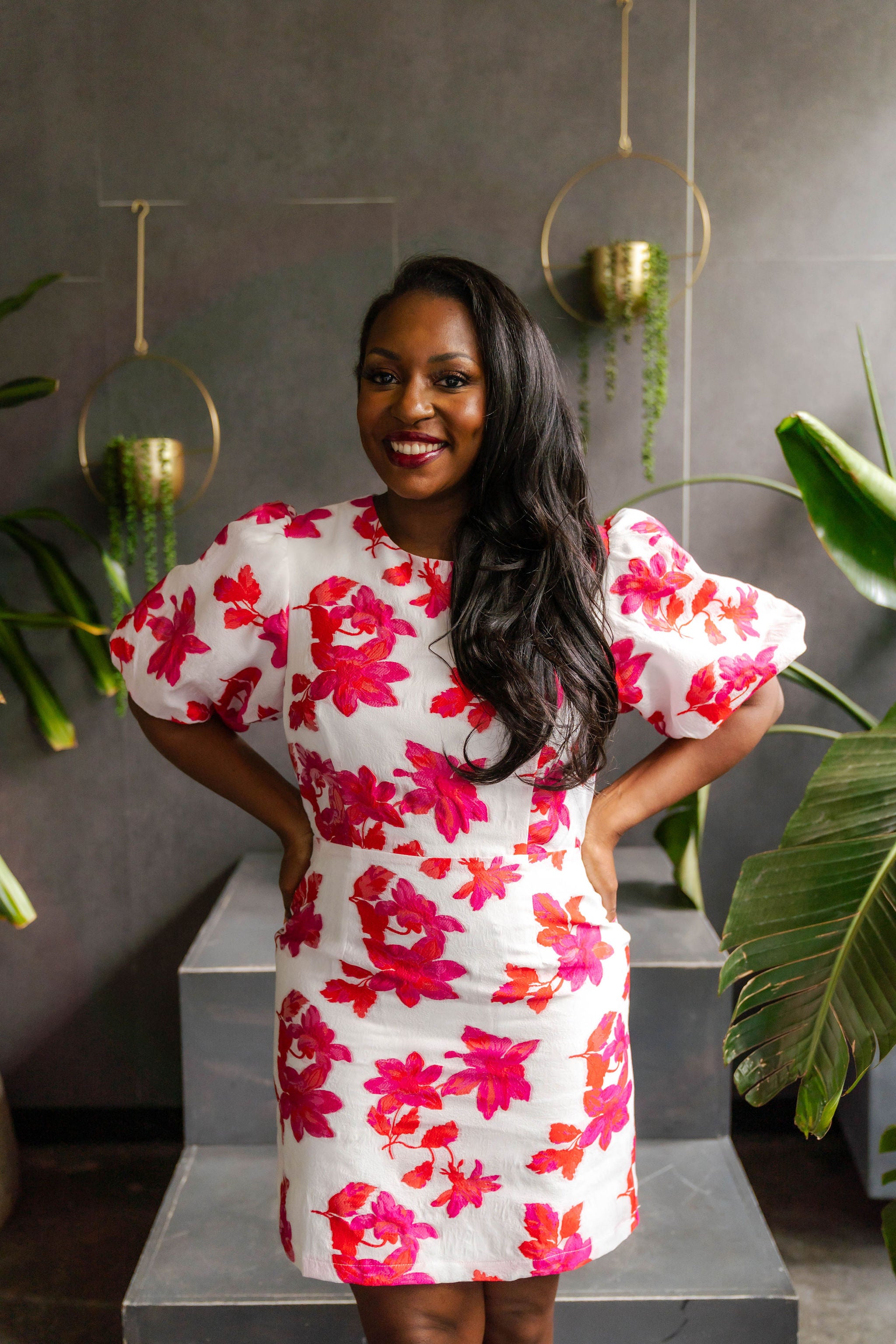 Bria - Balloon Sleeve Flower Dress