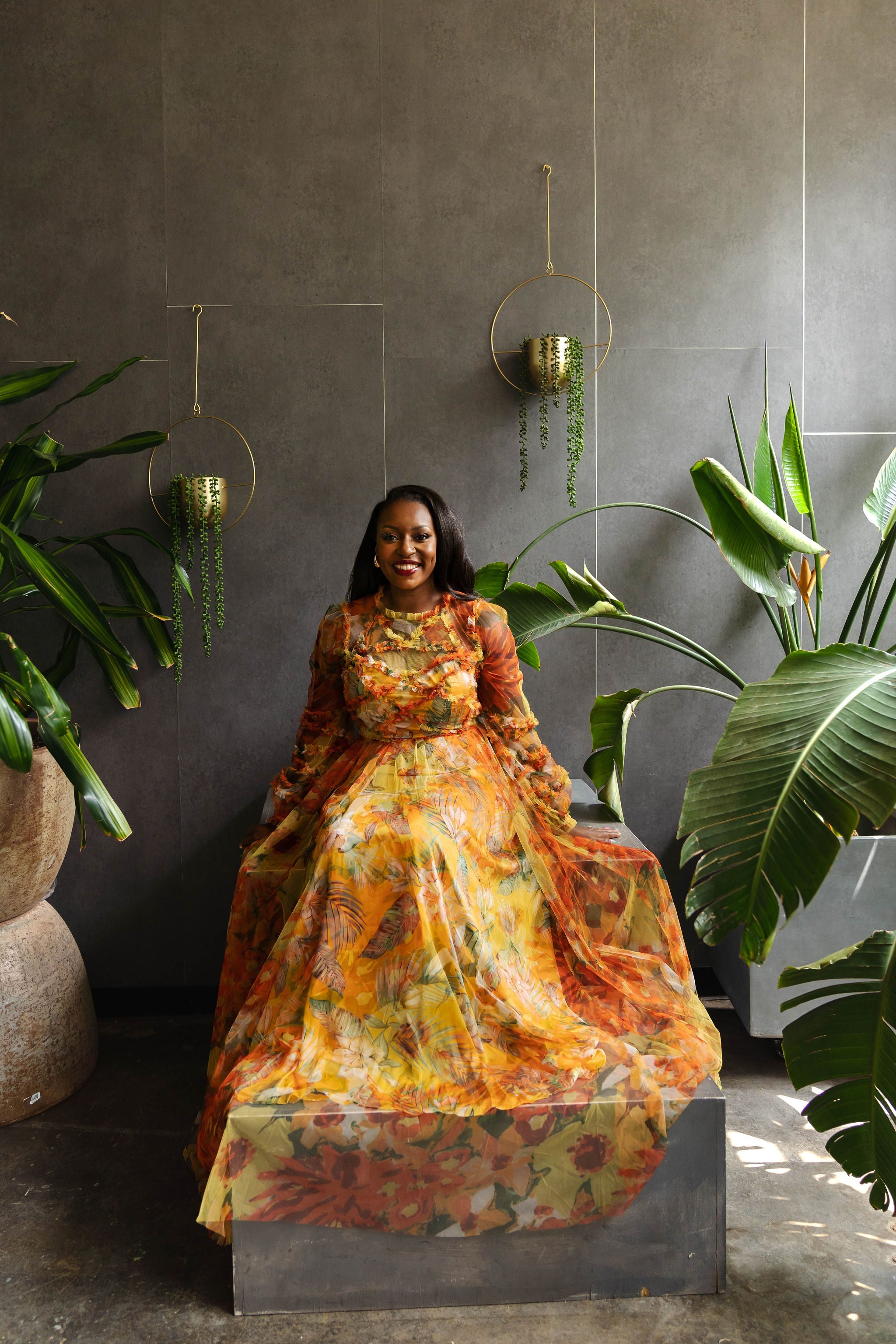 Luna - Long Sleeve Mesh Ruffle Maxi