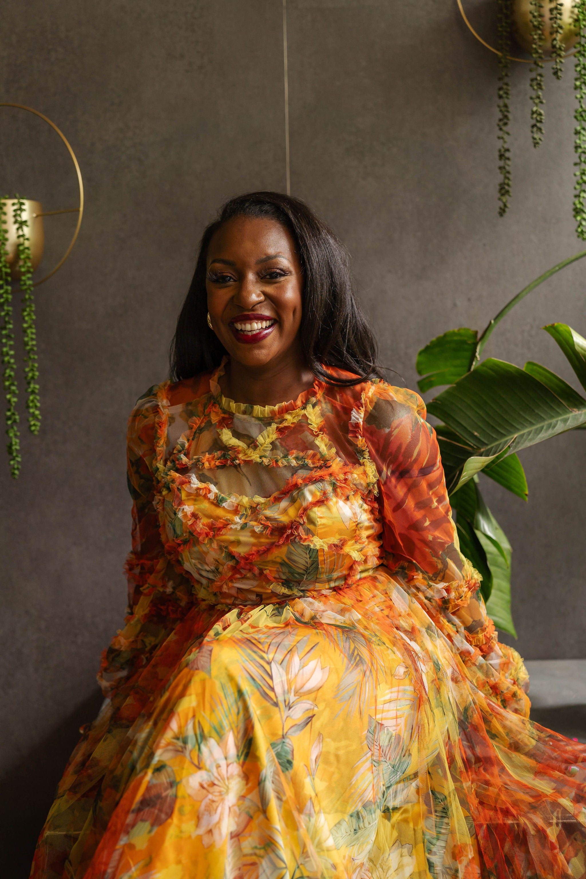 Luna - Long Sleeve Mesh Ruffle Maxi