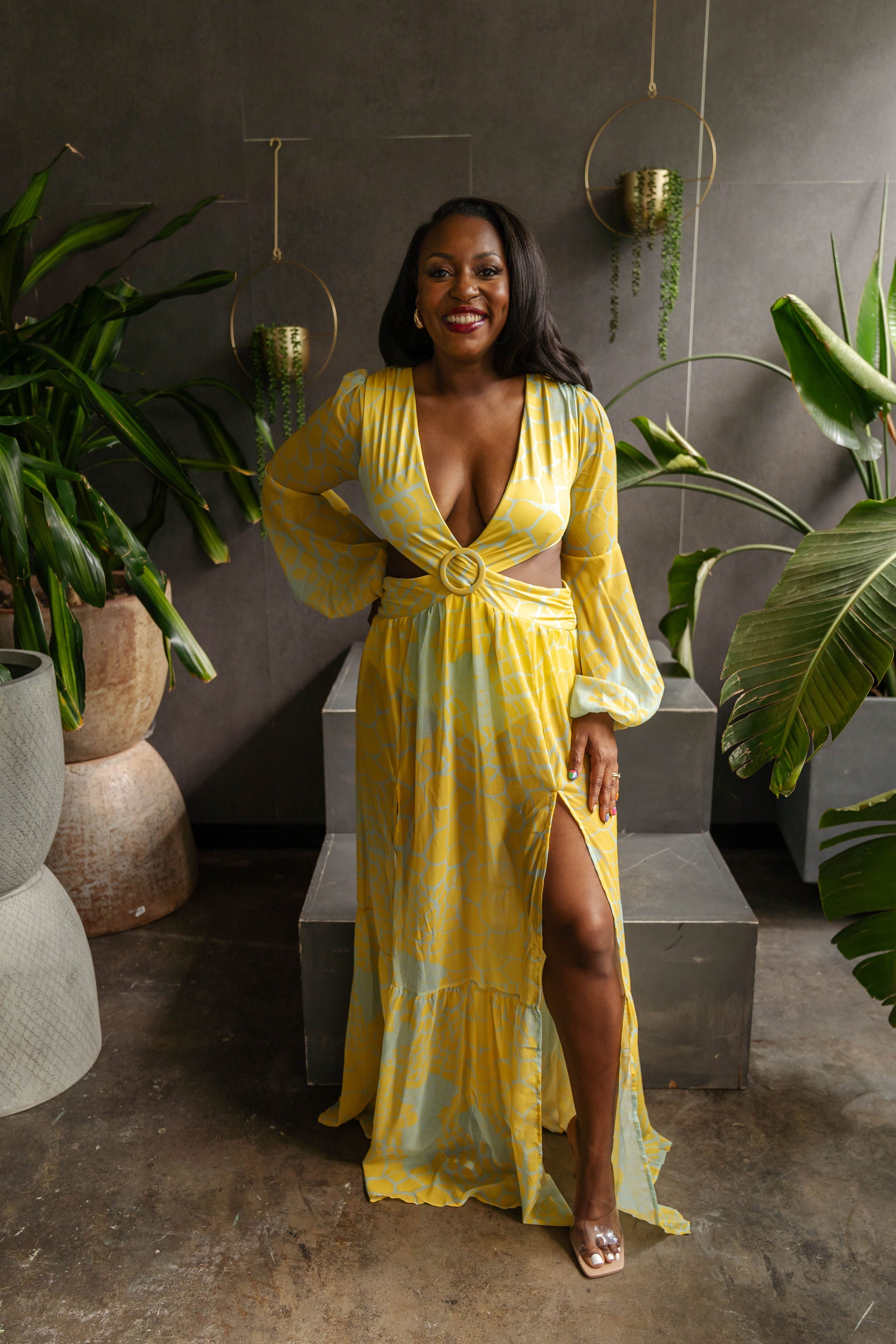 Lucy - Long Sleeve Cutout Maxi