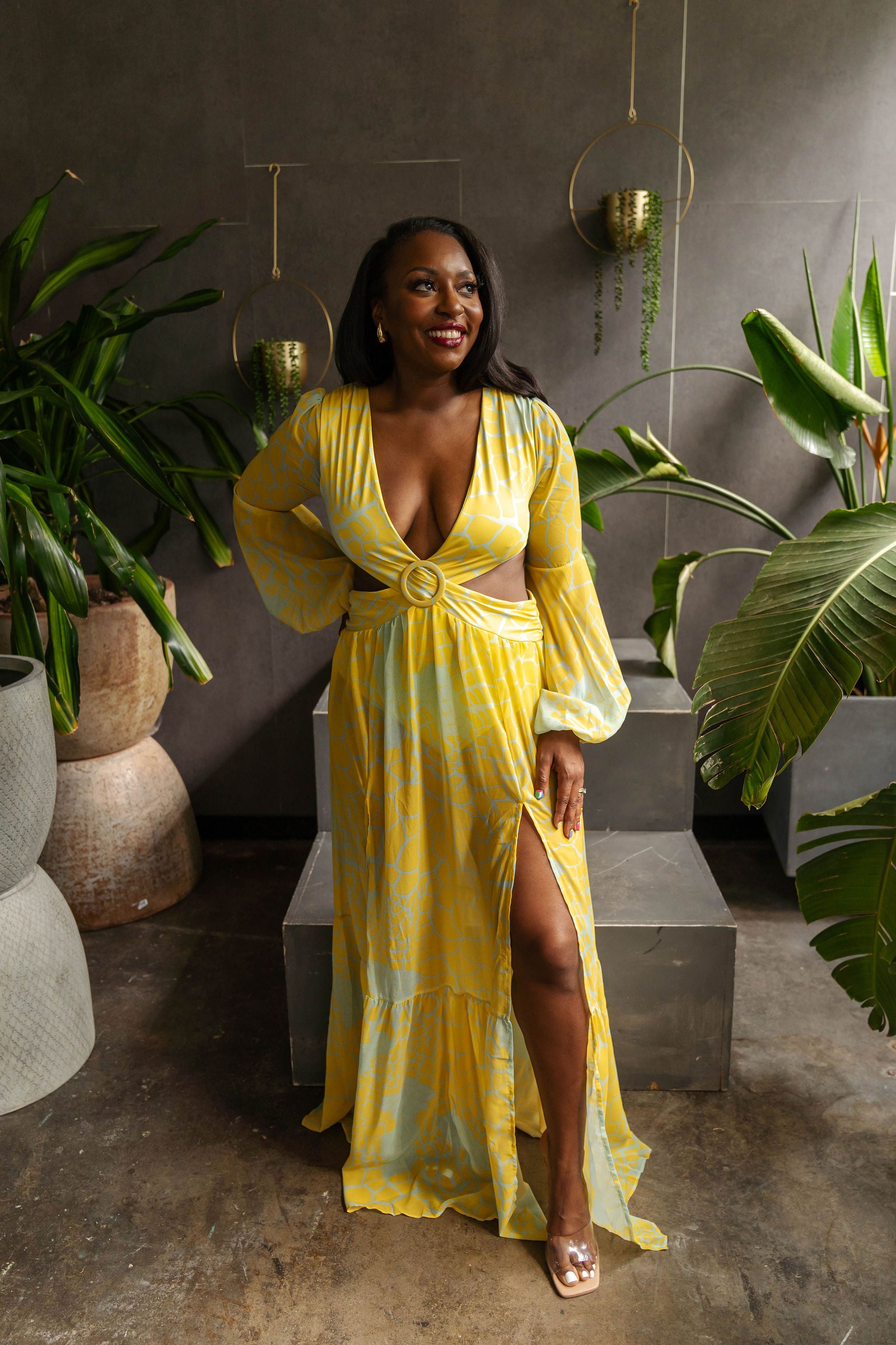 Lucy - Long Sleeve Cutout Maxi