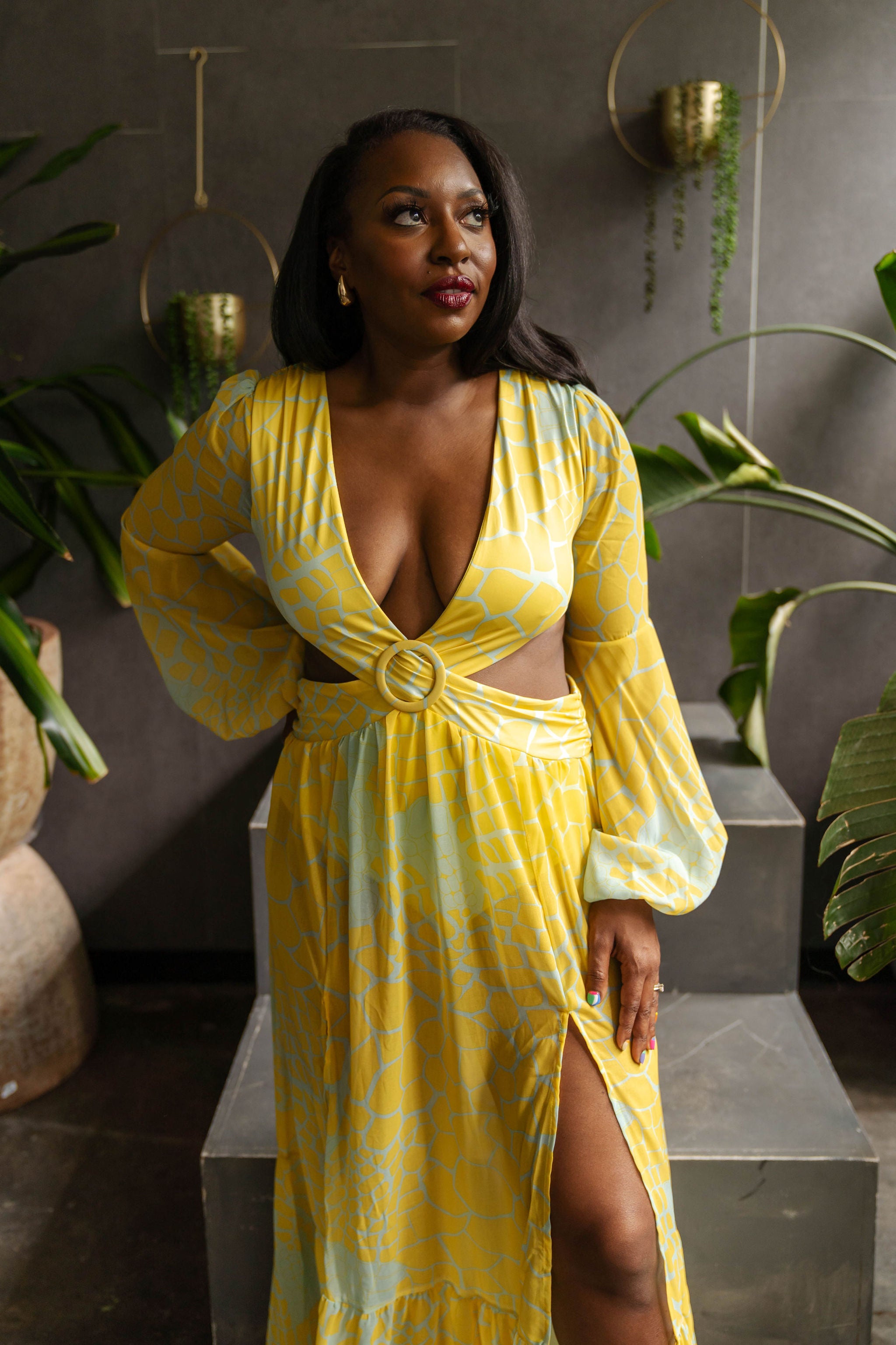 Lucy - Long Sleeve Cutout Maxi