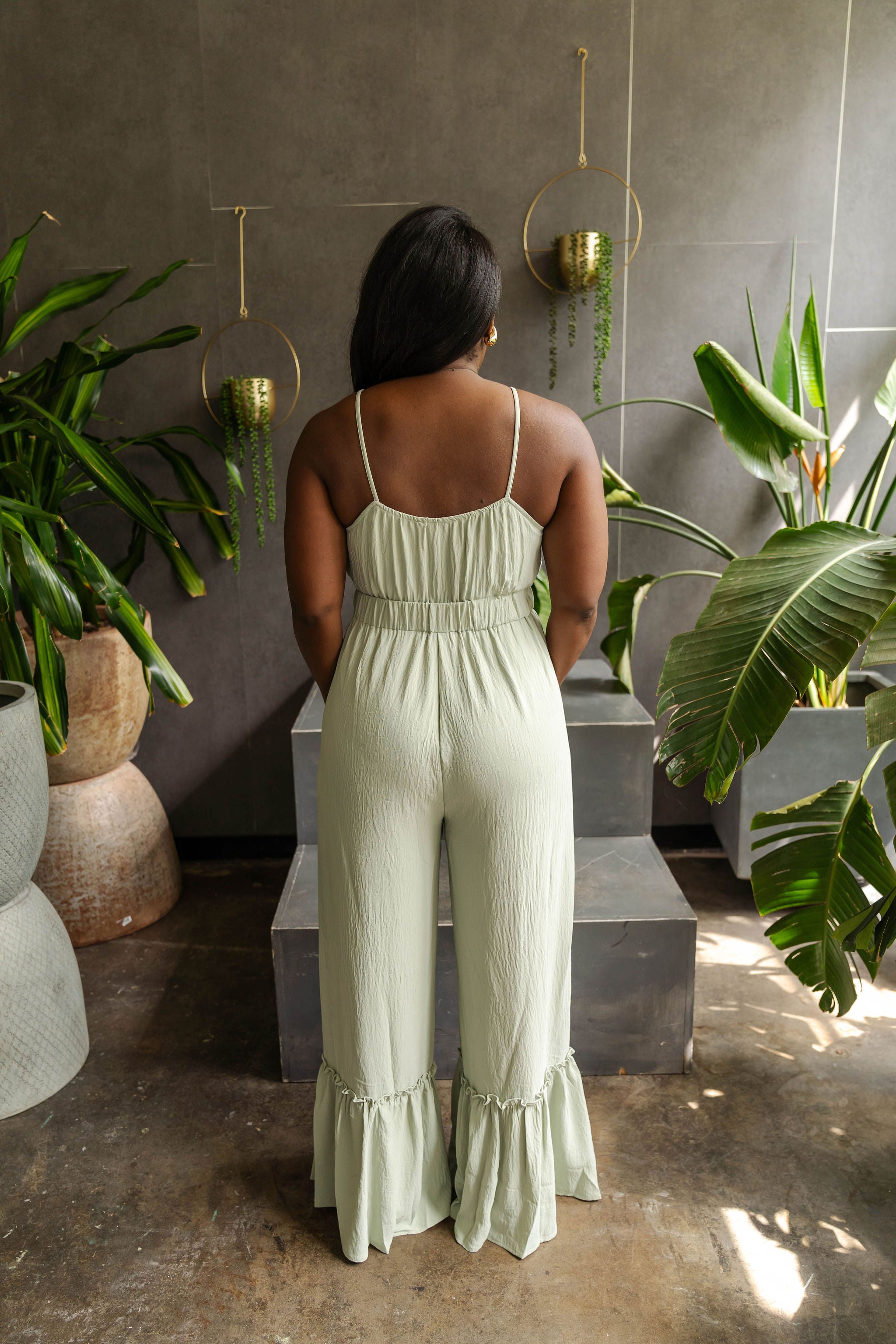 Coco - Cutout Ruffle Tie Wide Leg Jumpsuit