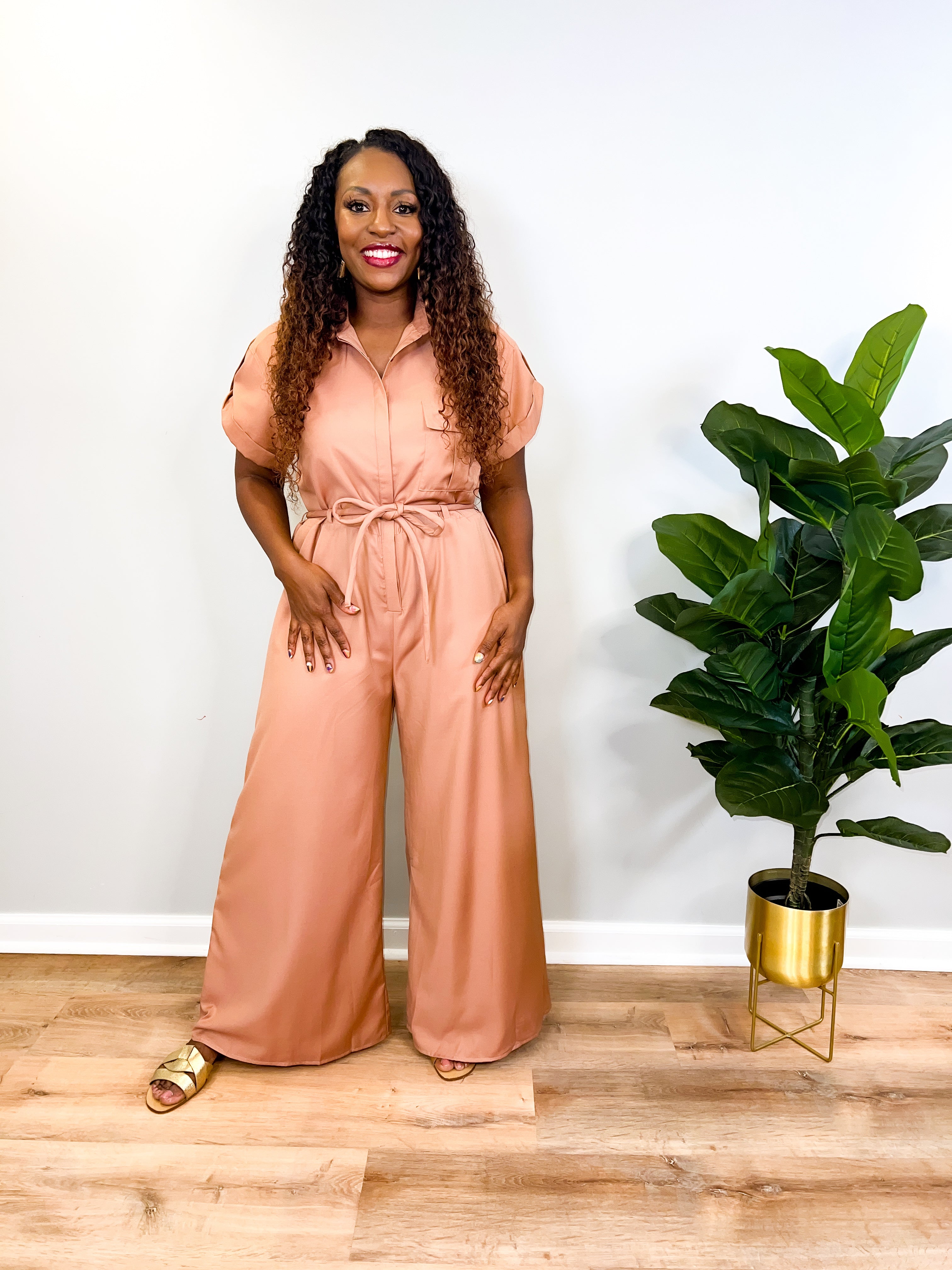 Raven - Short Sleeve Super Wide Leg Jumpsuit