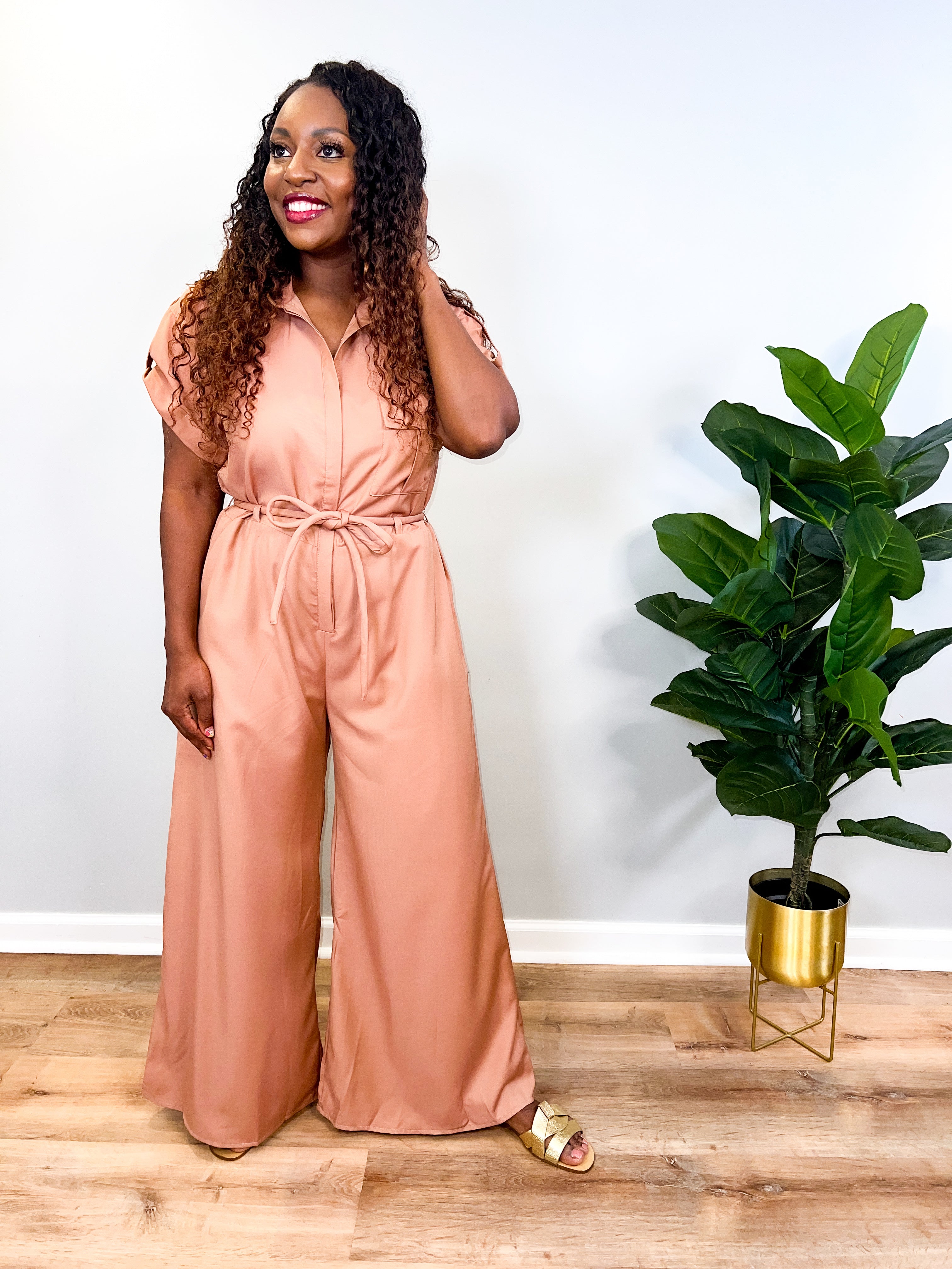 Raven - Short Sleeve Super Wide Leg Jumpsuit