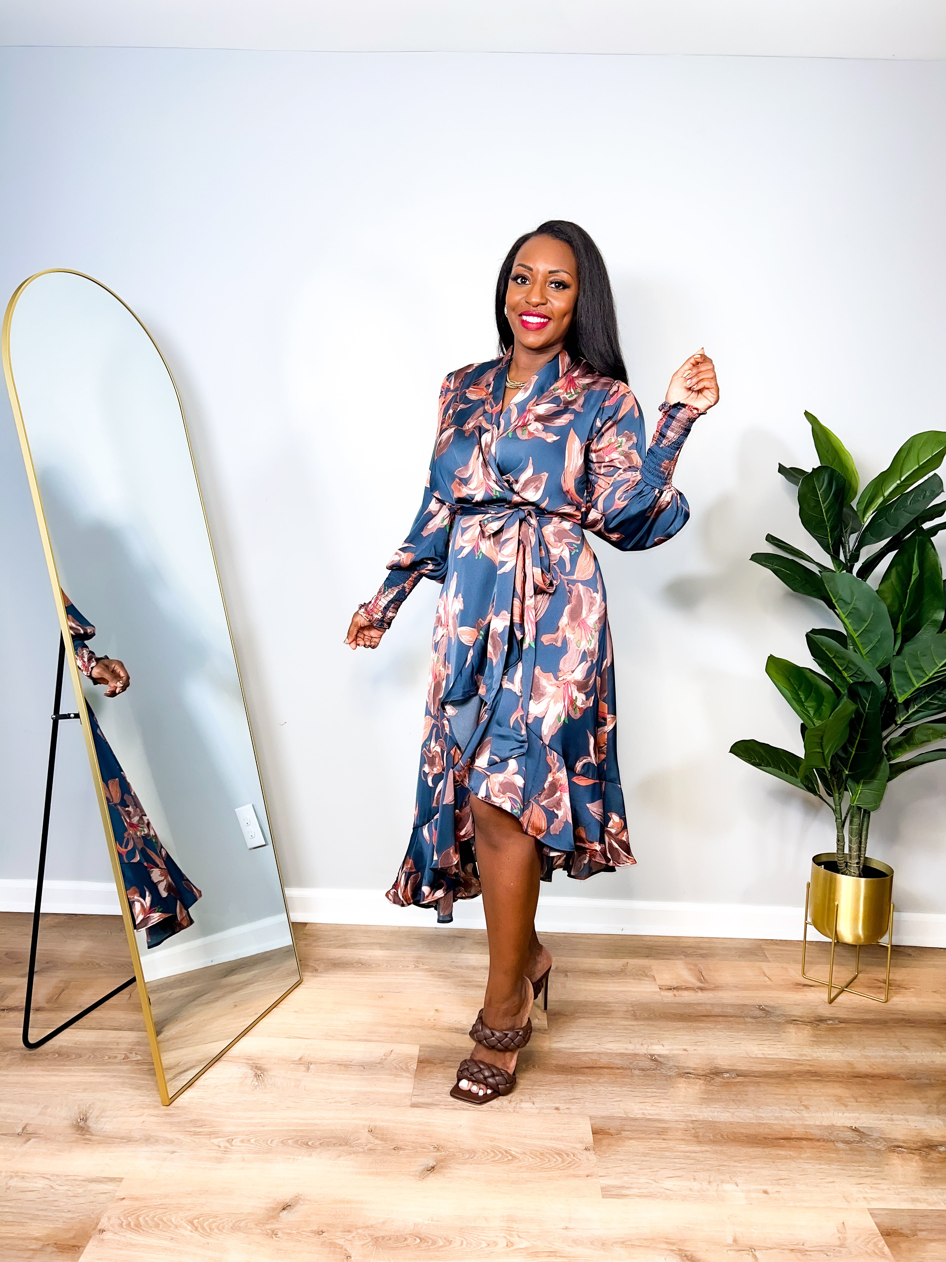 Ivory -  High Low Ruffle Wrap Dress