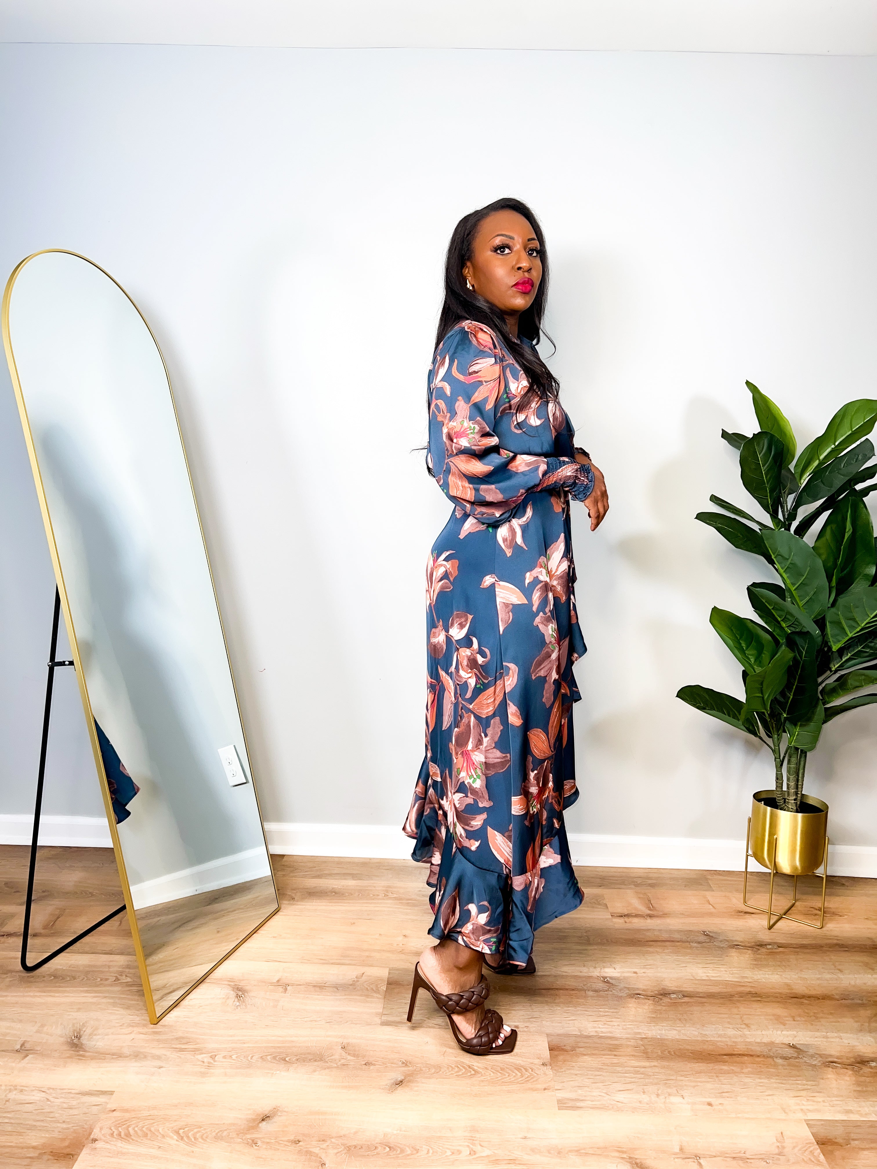 Ivory -  High Low Ruffle Wrap Dress