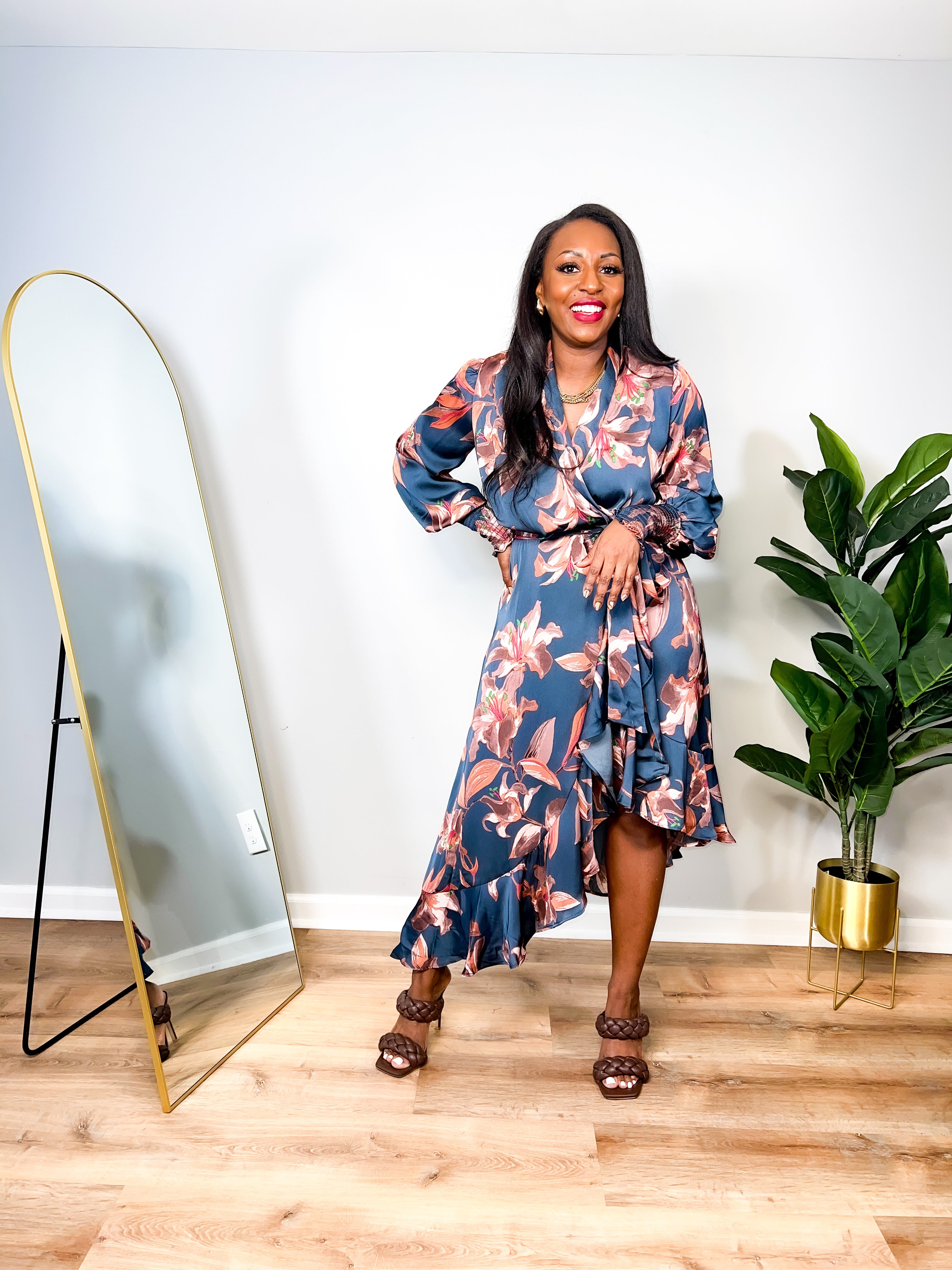 Ivory -  High Low Ruffle Wrap Dress