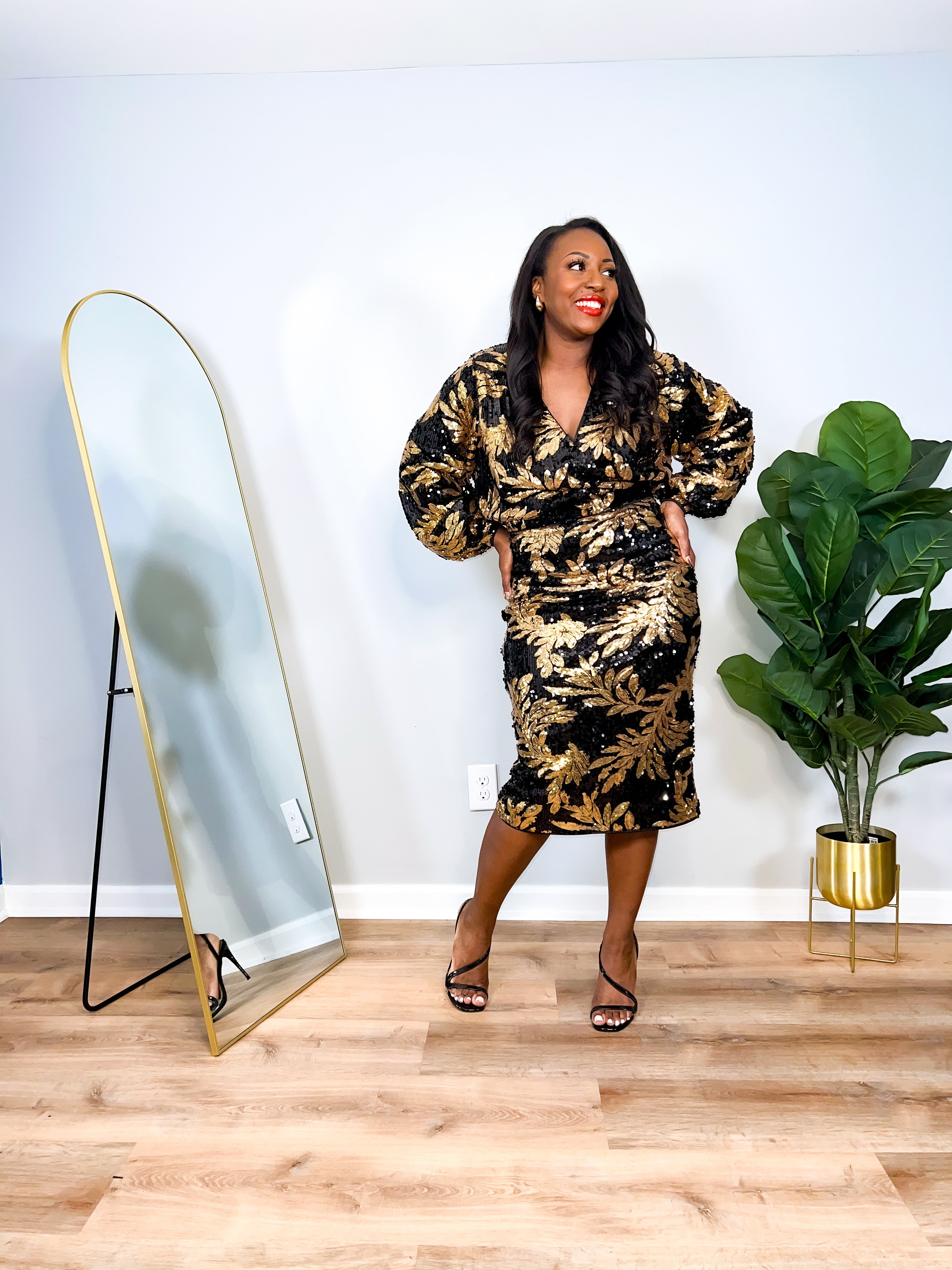 Holly - 2 Piece Long Sleeve Sequin Skirt Set