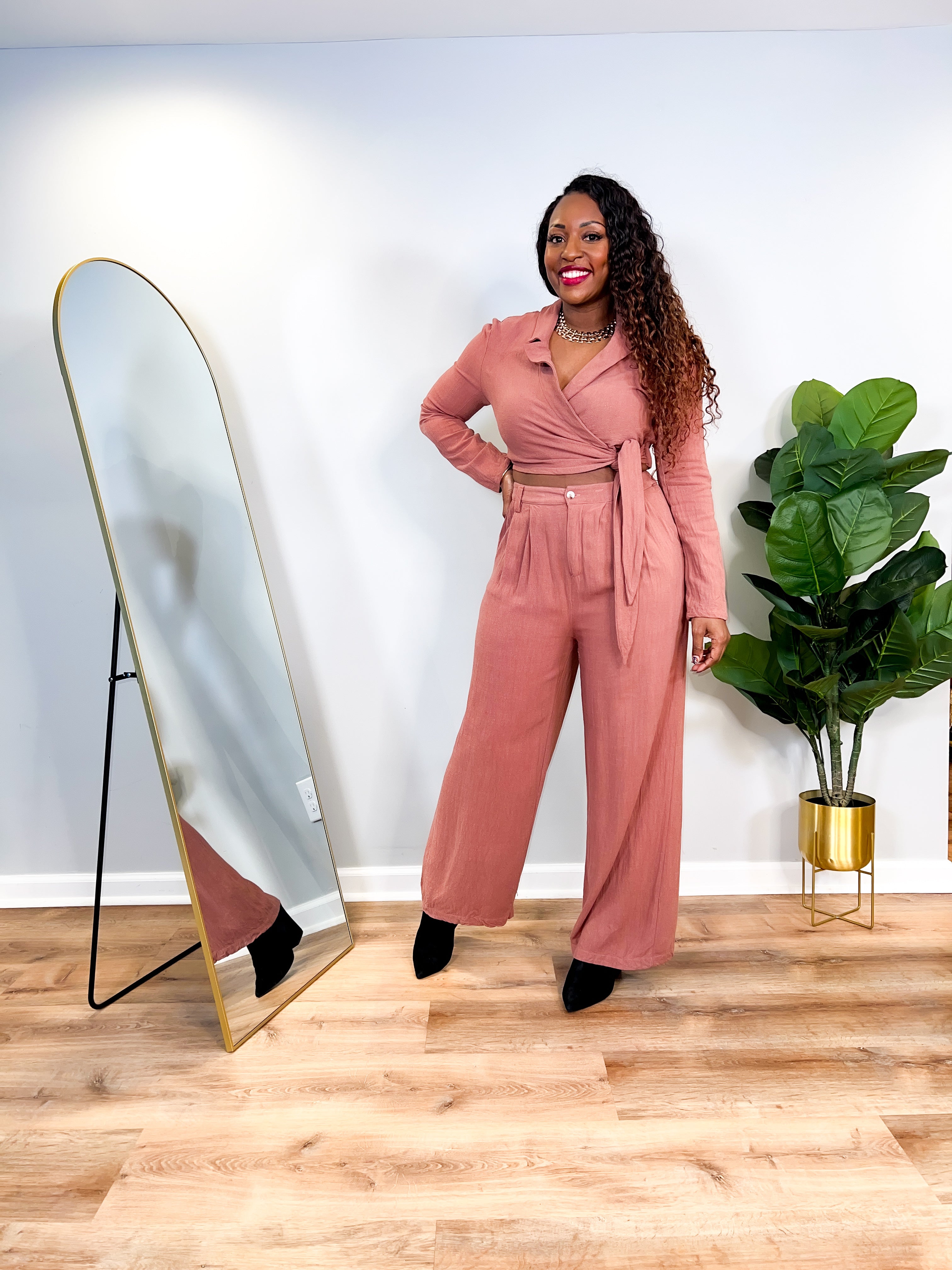 Faith - 2pc Cropped Blazer Wide Leg Pant Set