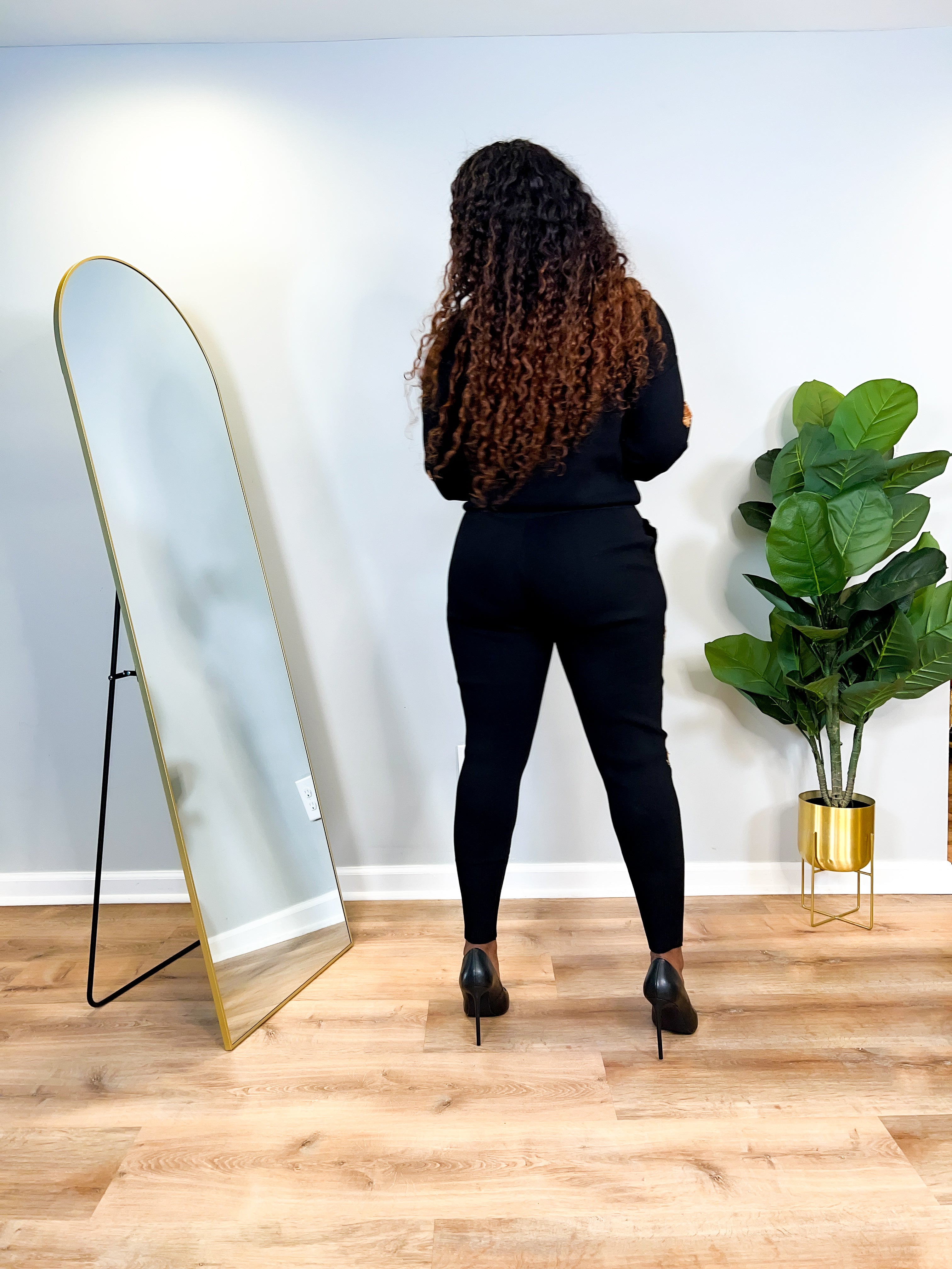 Hazel - Sequin Flower Embroidered Pant Set