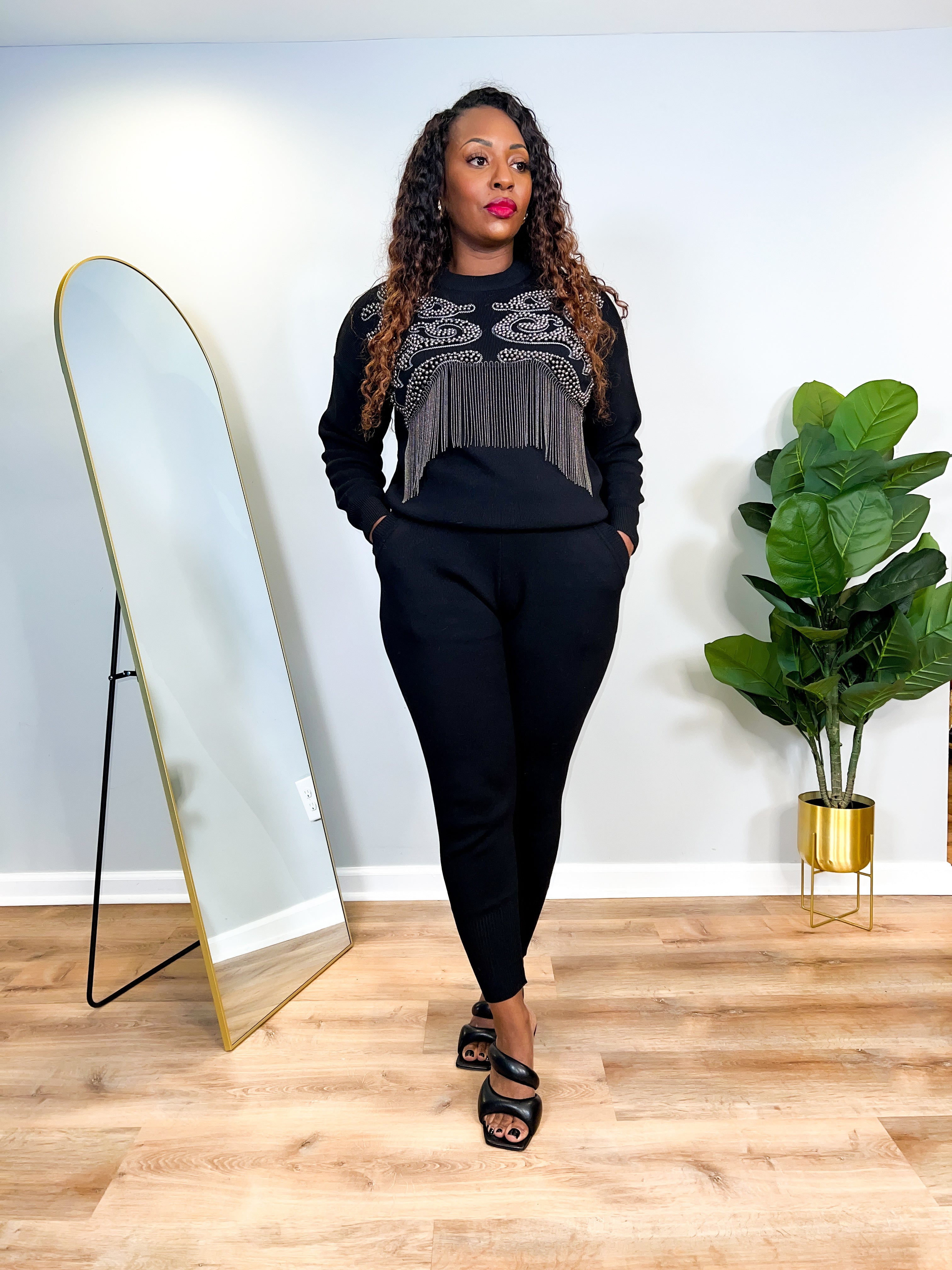 Naomi - Beaded Tassle Pant Set