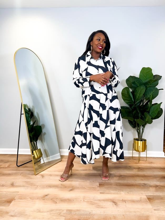 Thea - Button Up Geo Dress
