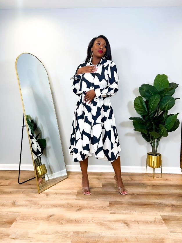 Thea - Button Up Geo Dress